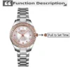 Crystal Bezel Quartz Watch with Gold Stainless Steel Bracelet