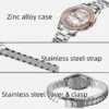 Crystal Bezel Quartz Watch with Gold Stainless Steel Bracelet