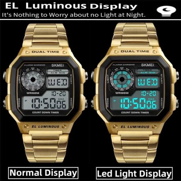 Waterproof Stainless Steel Multifunction Digital Watch