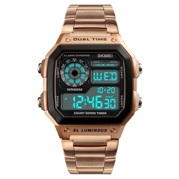 Waterproof Stainless Steel Multifunction Digital Watch
