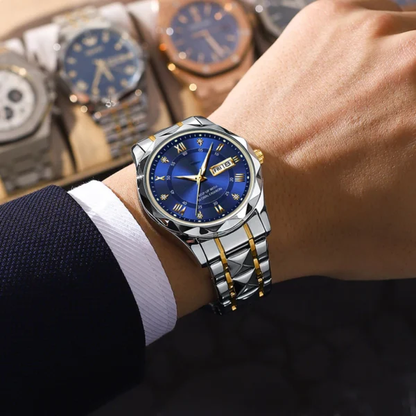 Quartz Watch with Day Date Stainless Steel Bracelet