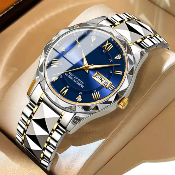 Quartz Watch with Day Date Stainless Steel Bracelet
