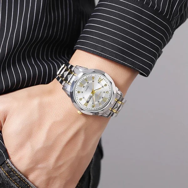Quartz Watch with Day Date Stainless Steel Bracelet