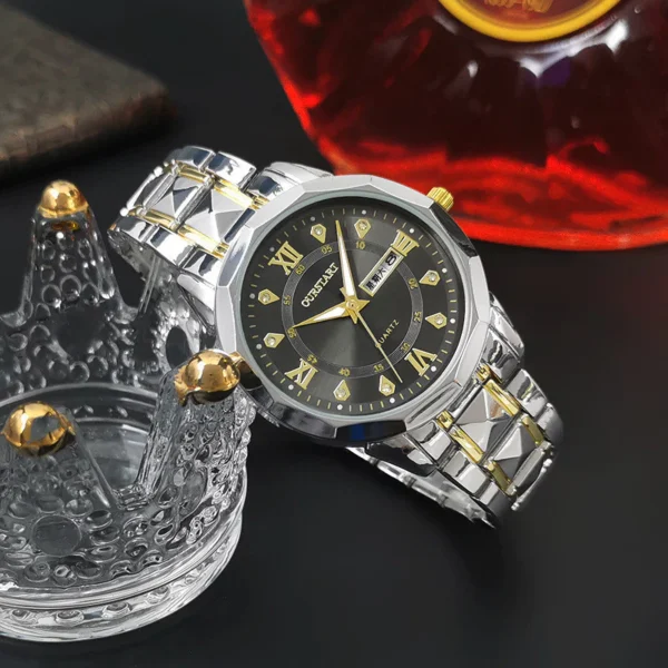 Quartz Watch with Day Date Stainless Steel Bracelet